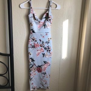 Crane Print Fitted Dress